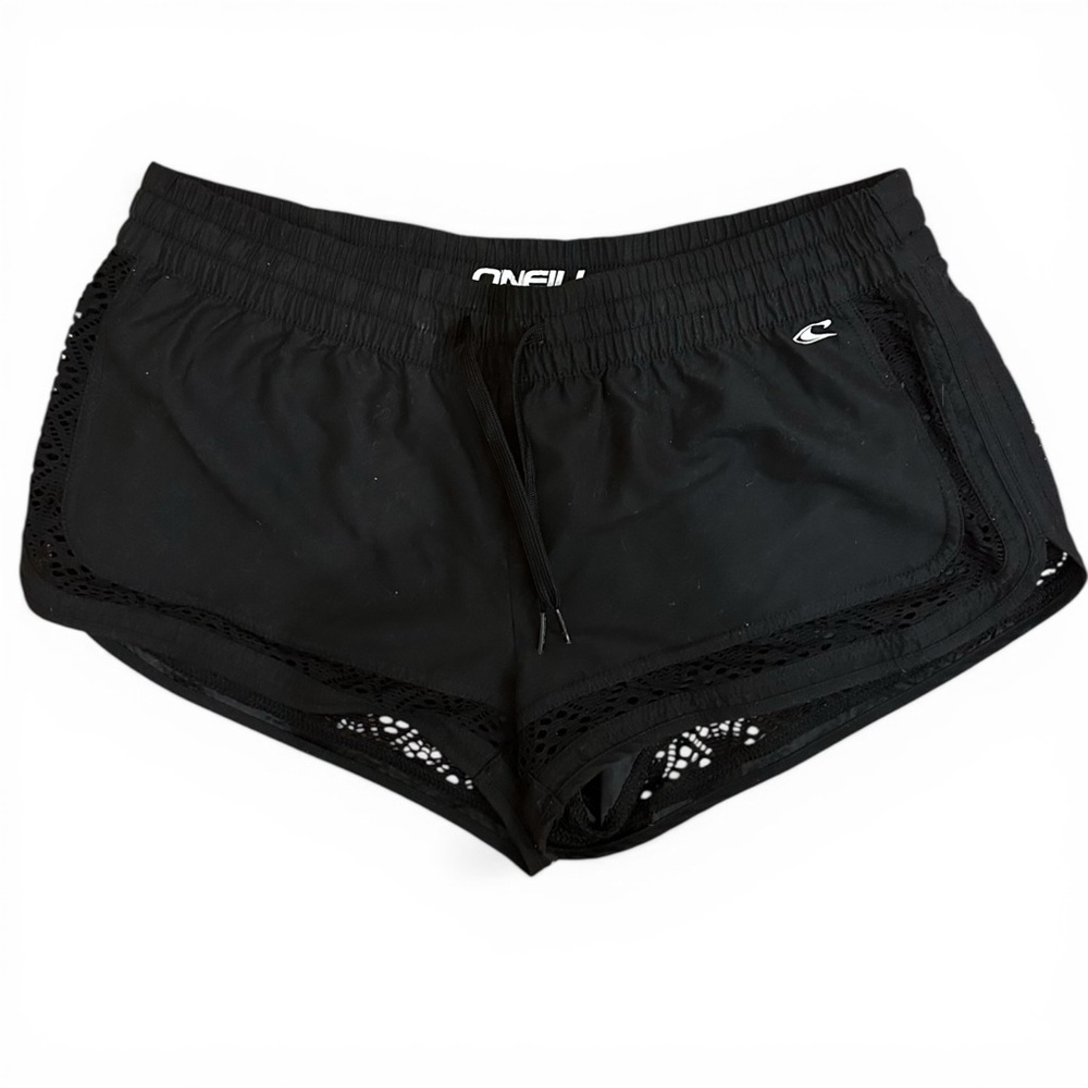 O’Neill Saltwater Style Boardshorts Crochet-Look Trim Black Surf  M